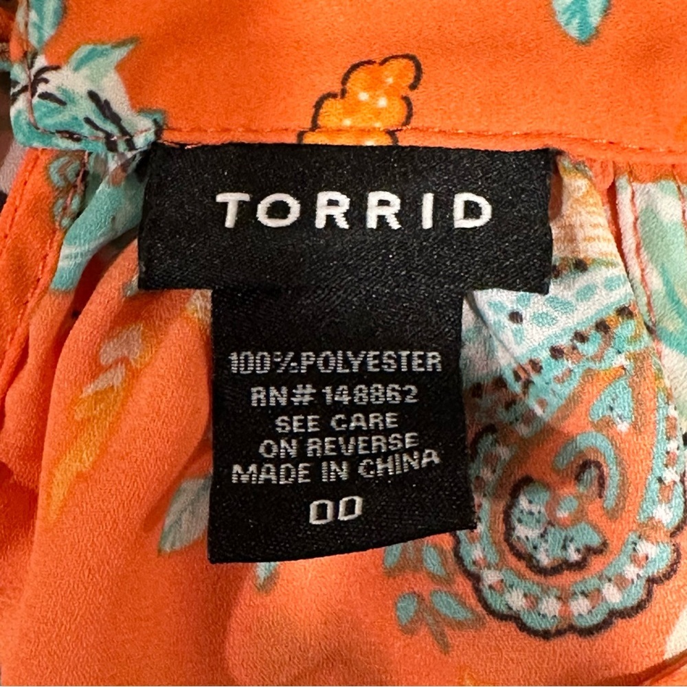 Torrid Floral Orange Sleeveless Top high low - Picture 8 of 12